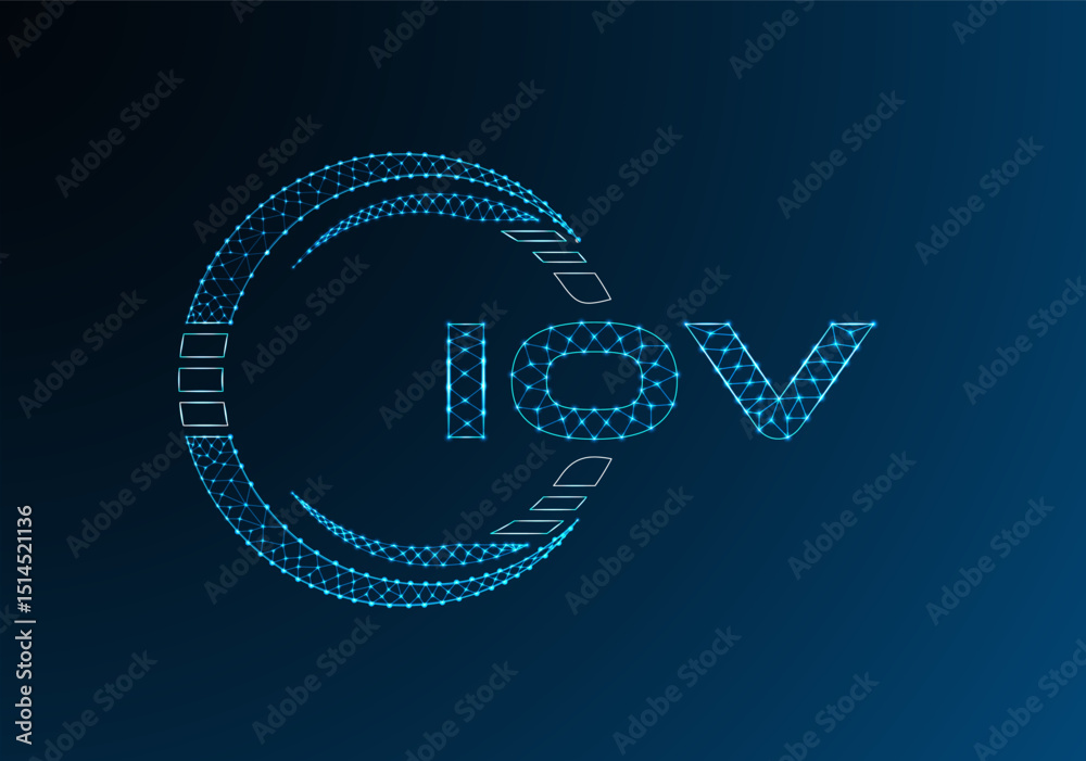Obraz premium IOV low poly letter logo vector design. IOV lower poly logo design. Low poly logo.