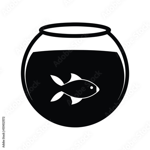 Fish Bowl Icon Vector Flat and Clean Look
