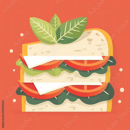 Delicious Vegetarian Sandwich A Fresh and Flavorful Recipe with Tomato, Cheese, and Basil
