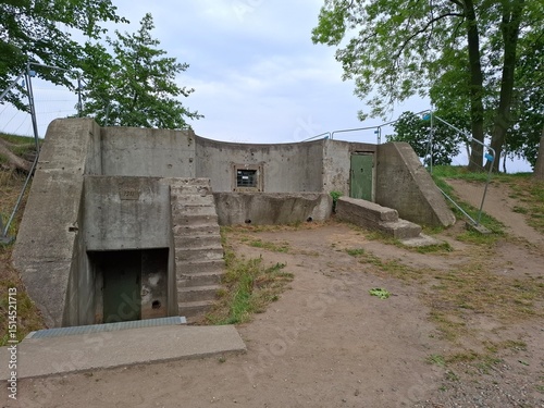 Old underground building, a bunker from WWII in Westerplatte near Gdansk in Poland. Historical structure and a touristic attraction
