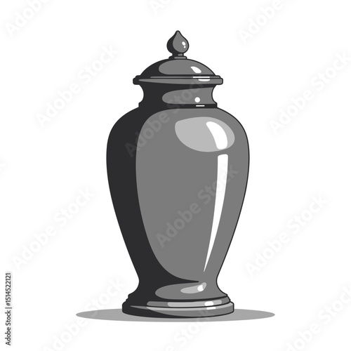 Elegant gray urn with lid. Decorative urn for home decor. Stylish urn for storing ashes. This gray urn is perfect for memorial services