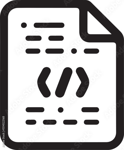 Code icon on document symbolizing programming coding software development digital files and technology perfect for tech projects tutorials documentation developer resources