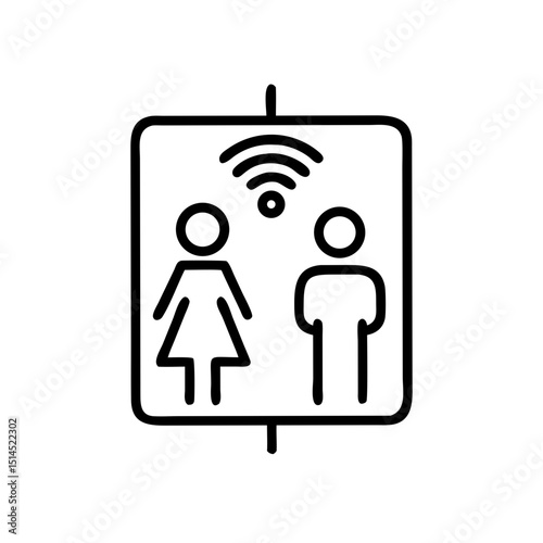 Gender-neutral restroom sign with symbols for men and women  