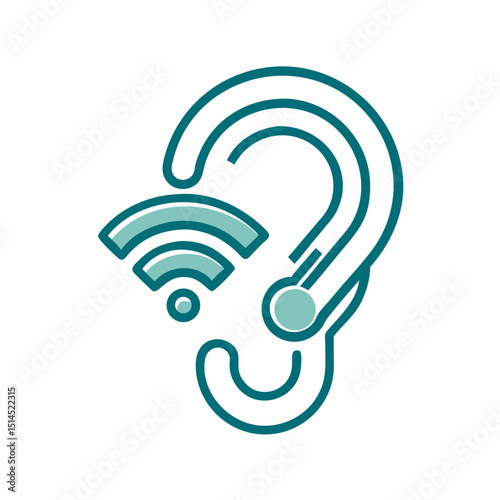 Hearing aid symbol with Wi-Fi signal represented in modern design  
