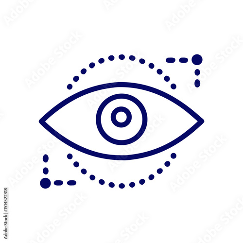 Outlined eye icon with dotted tracking lines for visual accessibility tools, user interface design, and inclusive tech in apps and public digital systems

