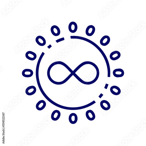 Infinity symbol within a circle of binary digits, conceptual icon for digital accessibility, data equality, neurodiversity representation, and inclusive technology solutions

