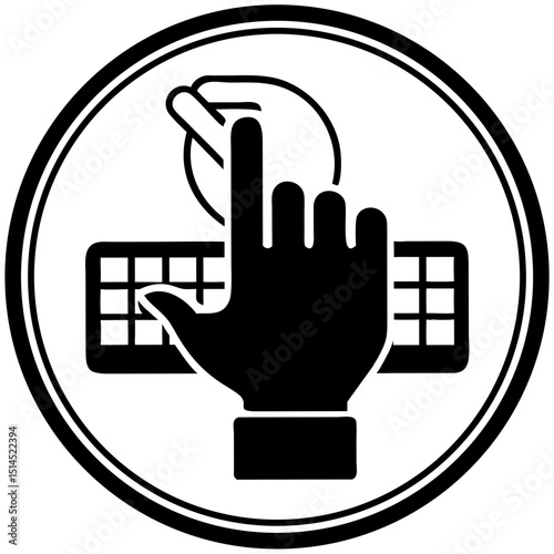 Black and white icon of hand touching braille display, symbolic image for tactile accessibility, inclusive design in public tech, assistive reading tools, and digital accessibility awareness

