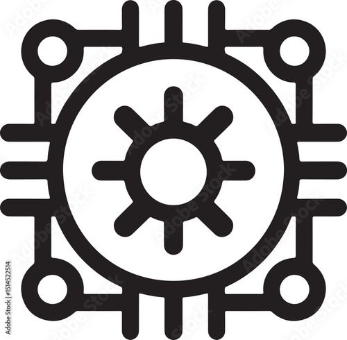 Microchip icon representing integrated circuits electronics hardware components semiconductor technology data processing and embedded systems for innovation visuals