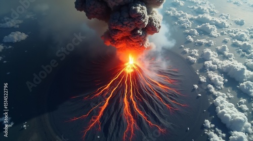 Volcanic Eruption on a Remote Island