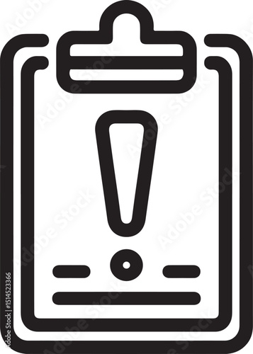 Clipboard icon with alert symbol indicating copy notification warning or message for apps websites and digital interfaces to notify users of actions issues