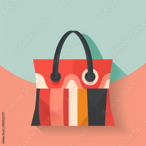 Stylish and Trendy Tote Bag Design A Vibrant, Colorful Handbag Illustration