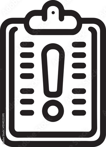 Clipboard icon with alert symbol indicating copy notification warning or message for apps websites and digital interfaces to notify users of actions issues