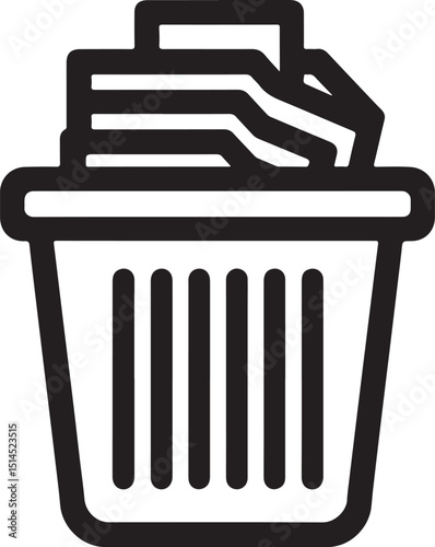 Trashed documents icon representing deleted files recycle bin file removal or document deletion for apps websites and digital platforms