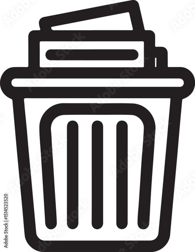 Trashed documents icon representing deleted files recycle bin file removal or document deletion for apps websites and digital platforms