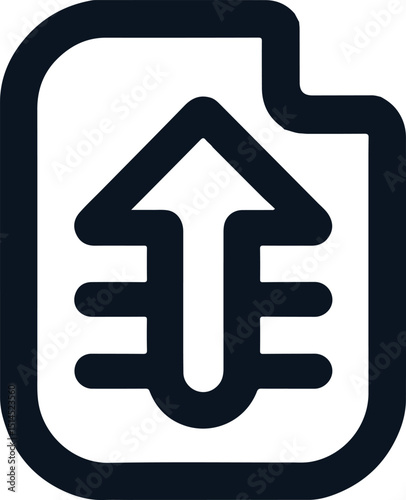 File icon with an upward arrow symbolizing upload transfer data or document submission for apps websites and digital interfaces