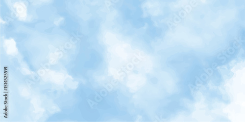 Blue watercolor background for your design,soft sky cloud background, cloudscape sky clear cloud.White clouds on blue sky,