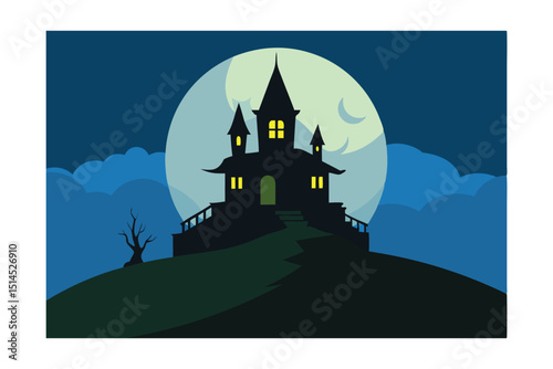 halloween castle vector illustration