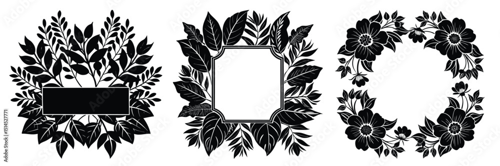 Naklejka premium Vector floral frames and borders collection for invitation cards and graphic design elements isolated on white 