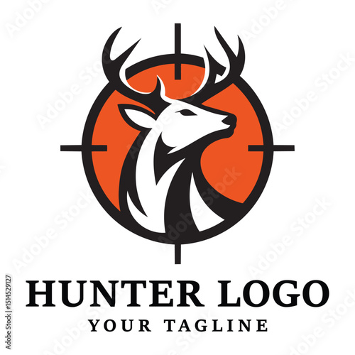 Hunter Logo with Deer and Crosshair Design