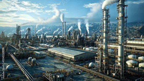 Wallpaper Mural Industrial complex with large structures and pipelines. Torontodigital.ca