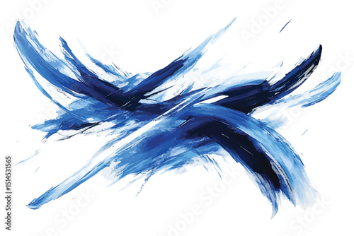 Abstract blue and white brushstrokes show dynamic motion
