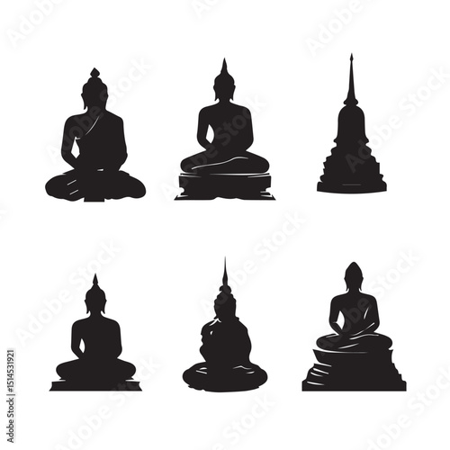 silhouettes of buddha
