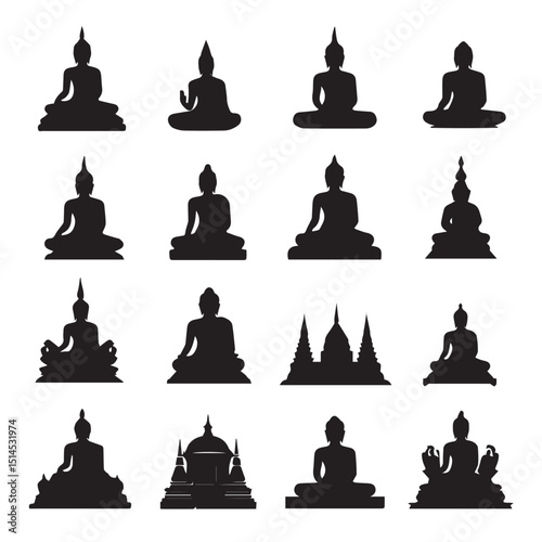 silhouettes of buddha
