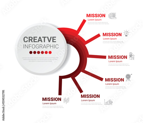 Circle infographics elements design with numbers 6 option, 6 step. can be used for workflow layout, diagram, number step up options.