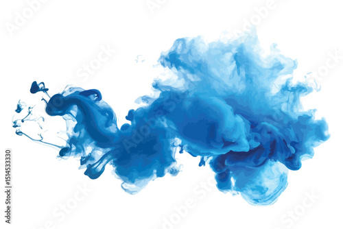 Blue Smoke Abstract Effect Isolated on White Background