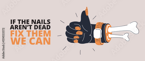 Vector illustration of a zombie hand giving a thumbs up, combining spooky horror and playful humor