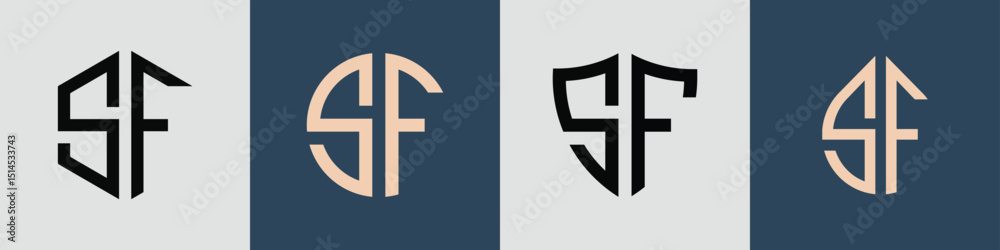 Fototapeta premium Creative simple Initial Letters SF Logo Designs Bundle.