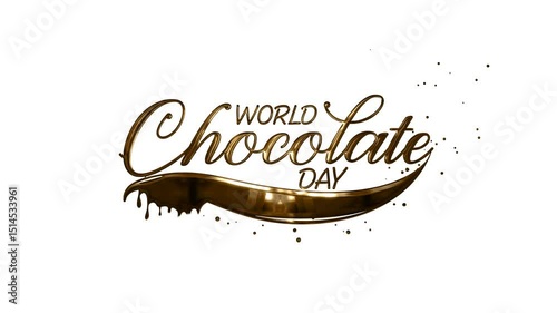 World Chocolate Day Animated Text with beautiful lettering in brown color. Perfect for greeting card and world chocolate day celebrations