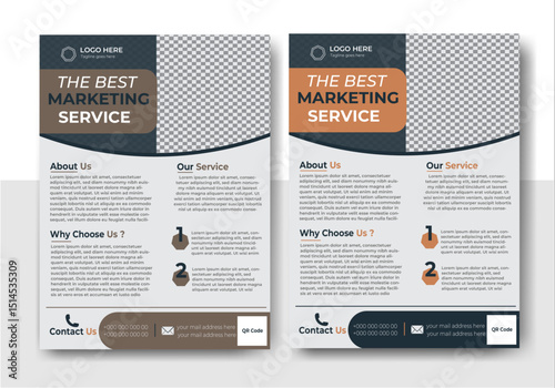  Modern clean professional corporate business card design or company brochure design template with two colour variation keywords.
