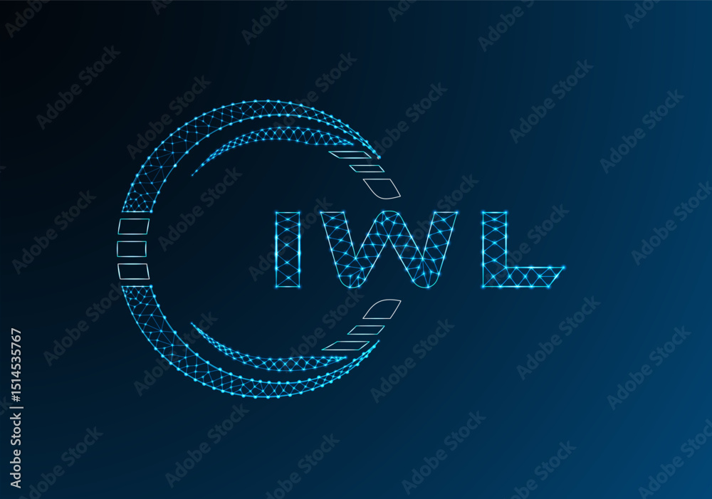 Naklejka premium IWL low poly letter logo vector design. IWL lower poly logo design. Low poly logo.