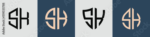 Creative simple Initial Letters SK Logo Designs Bundle.