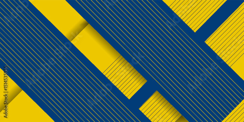 Modern geometric banner design. Blue and Yellow background with stripes. vector illustration eps10