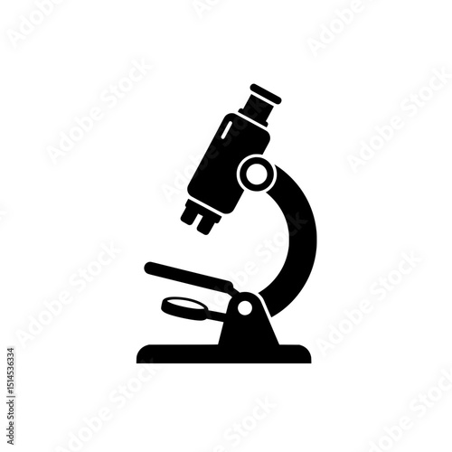 Icon Microscope illustration in black silhouette design for education  