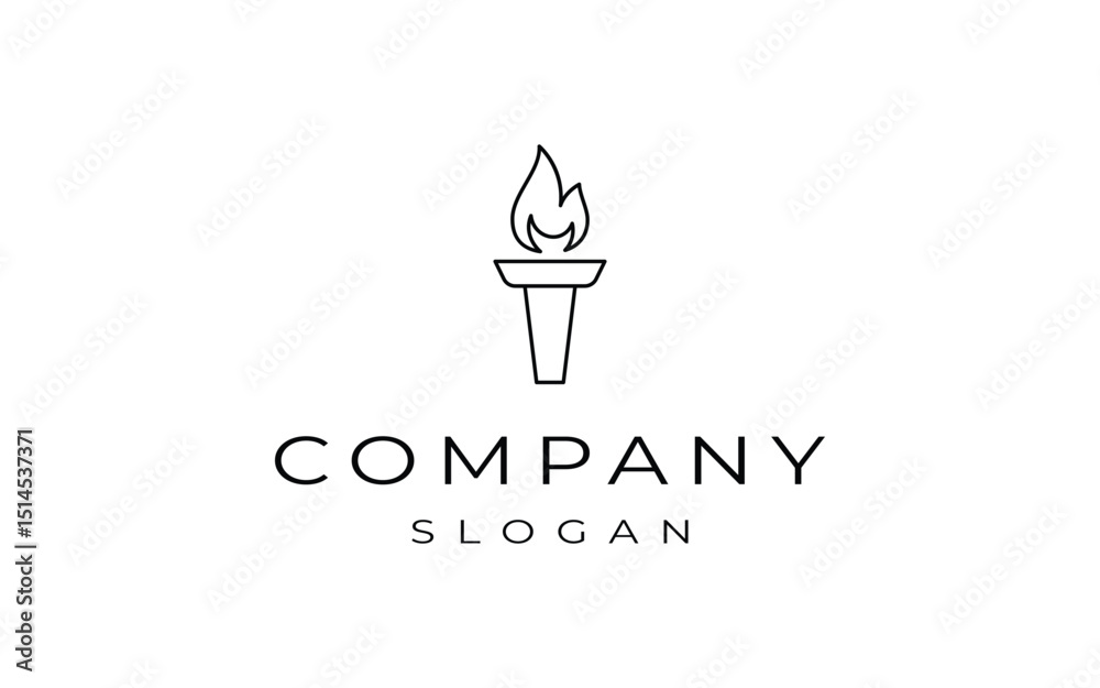 torch line art logo design vector illustration, torch logo template torch line art logo design vector illustration, torch logo template