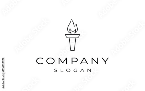 torch line art logo design vector illustration, torch logo template