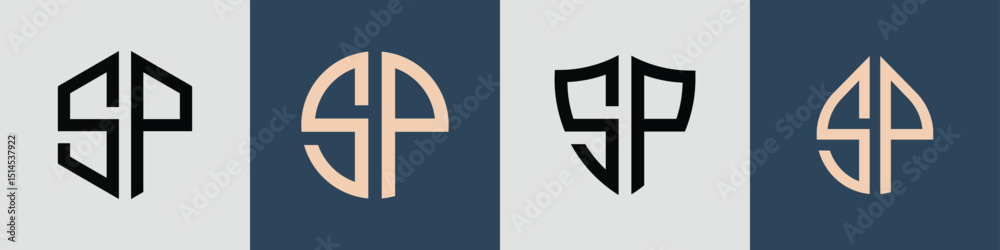 Obraz premium Creative simple Initial Letters SP Logo Designs Bundle.