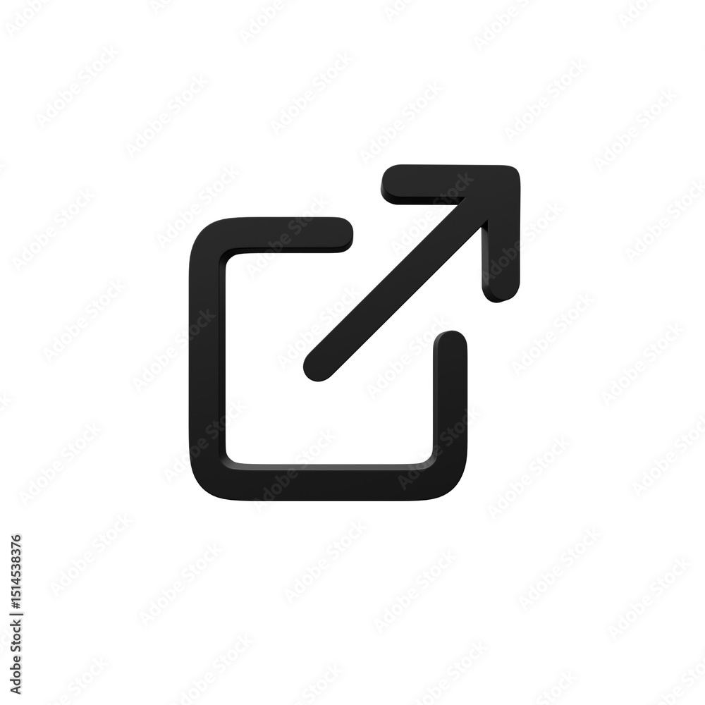 3d render of a black external link icon for website and app design 3d render of a black external link icon for website and app design