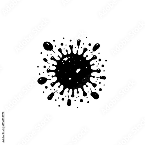 Abstract black and white illustration of a virus or bacteria pathogen concept