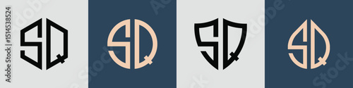 Creative simple Initial Letters SQ Logo Designs Bundle.