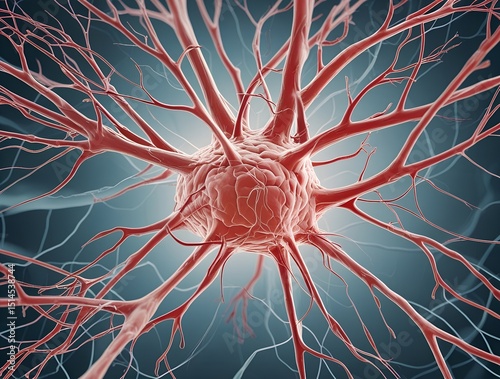 The Image Showcases the Intricate and Delicate Structure of a Neuron