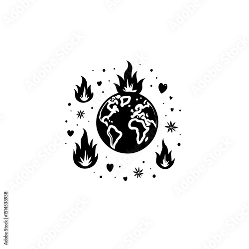 Burning Earth: A stark monochrome depiction of global environmental crisis