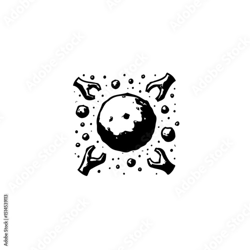 Mystical Orb Surrounded by Hands, Creating an Enigmatic and Symbolic Image