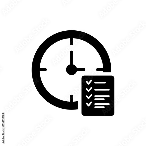 Clock with checklist overlay isolated on white background close up concept