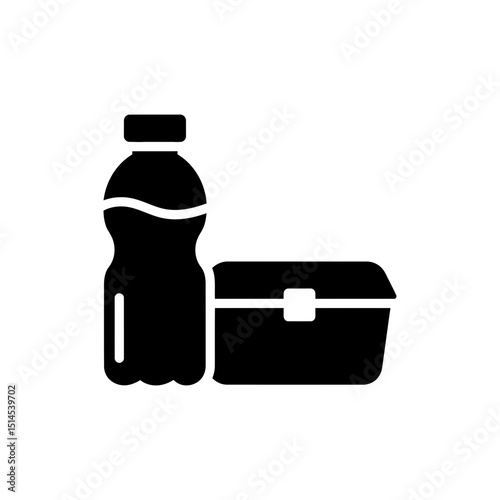 Reusable water bottle placed next to a lunchbox for healthy meals