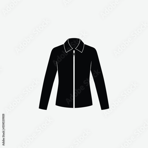 Download a stylish black and white leather jacket vector silhouette icon. Perfect for fashion design, apparel mockups, and clothing illustration projects.