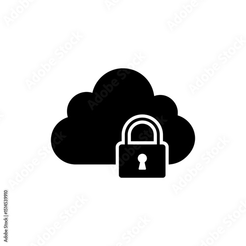 Cloud in padlock shape representing secure cloud storage and data privacy
